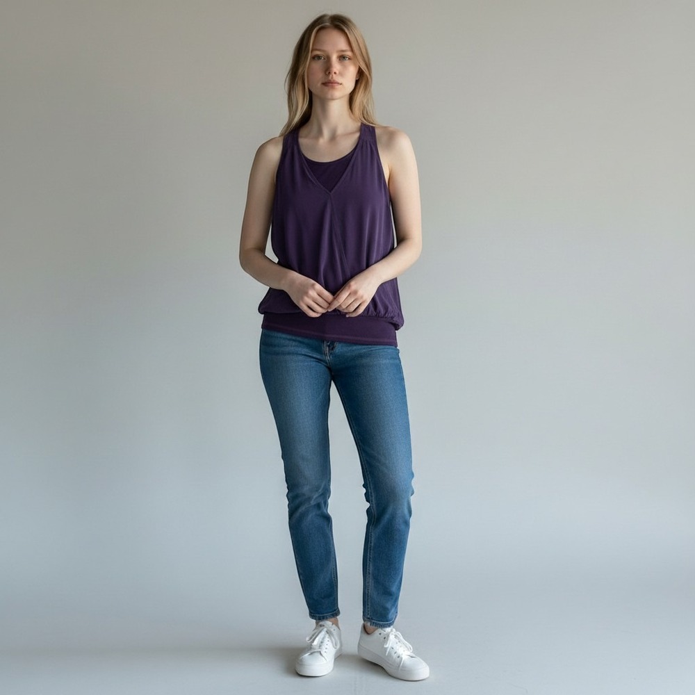 Splendid Collection Womens Purple Silk Front Ribbed Back Wrap Tank Top Small